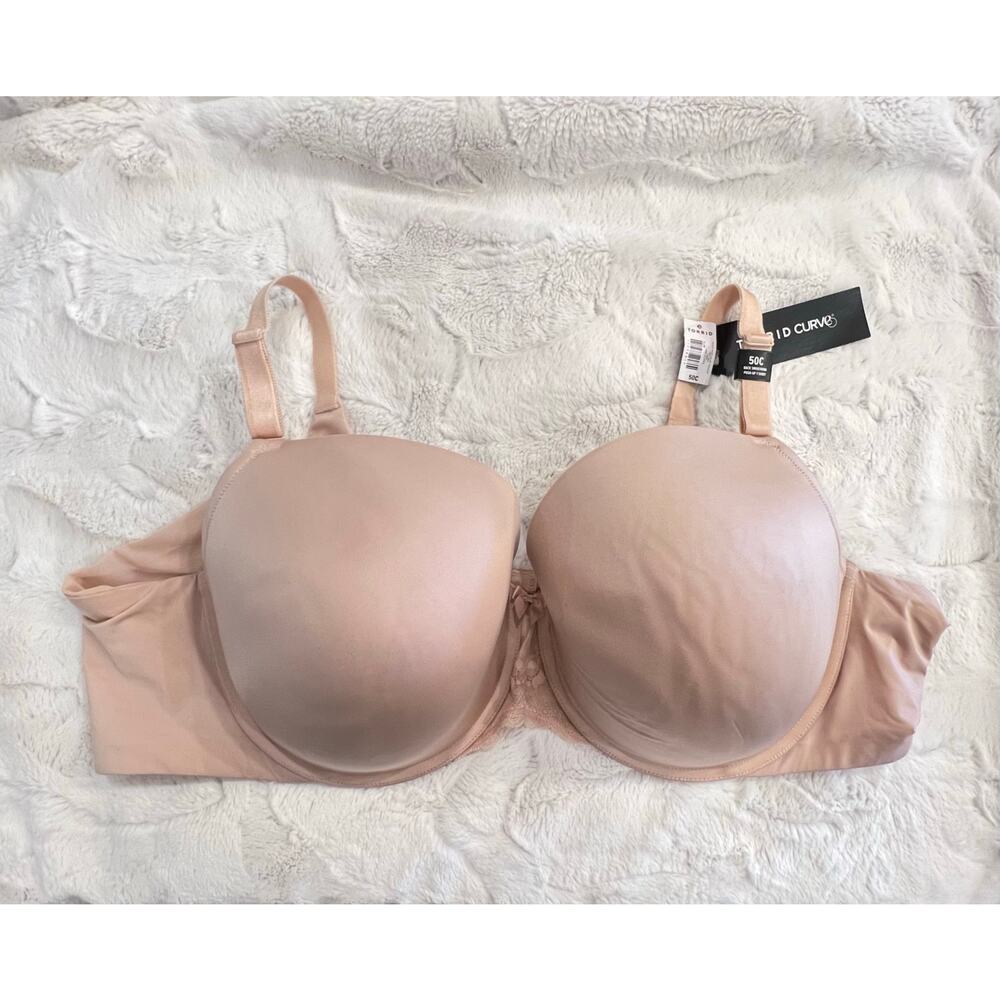 NWT TORRID Curve 360 Back Smoothing Push-Up T-Shirt Bra 50C Padded Nude New Wire